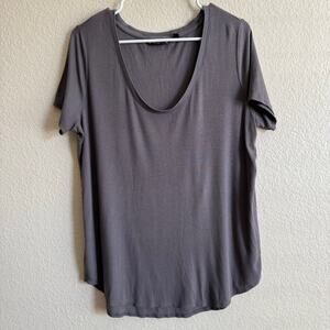 Athleta Scoop Neck Ribbed Short Sleeve Shirt Gray Size L Normcore Minimalist